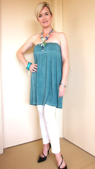 Buy aqua Strapless Top or Stylish Skirt