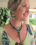 Designer Semi Precious Jade, Pearl Necklace