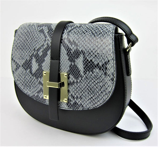 Genuine Italian Leather Reptile Print Shoulder Bag -BM657