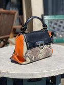 conti moda leather bag, genuine leather bag, snake print bag, shoulder bag, handbag, stylish bag