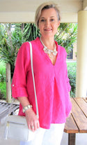 made in italy, italian top, top, shirt, clothing, linen top, fuschia top