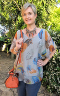 L177-Conti Moda Italian Silk Print Top