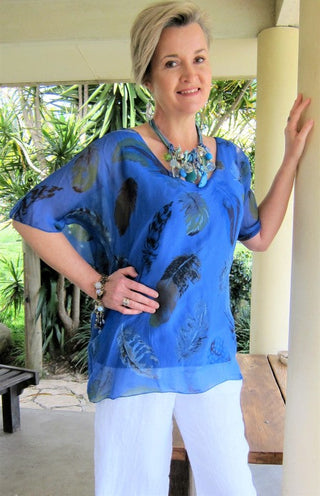 L177-Conti Moda Italian Silk Print Top