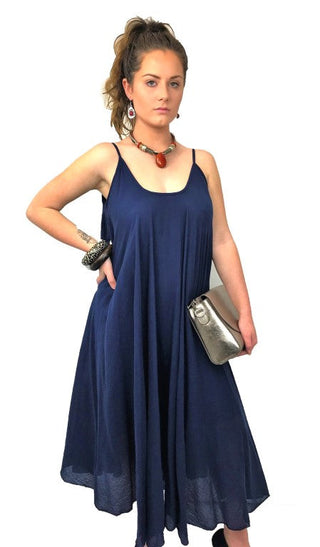 Buy navy Conti Moda Italian Cotton Dress