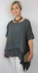 L350-Conti Moda Italian Linen Designer Overlay Top