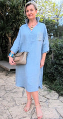 L577-Conti Moda Italian Natural Linen Dress