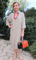 L577-Conti Moda Italian Natural Linen Dress