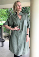 L577-Conti Moda Italian Natural Linen Dress