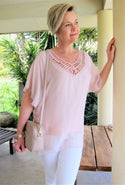 L581-Conti Moda Italian Silk V Neck Top