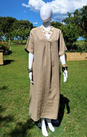 L781-Italian Linen V Neck Dress with Pockets