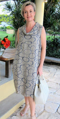 L8661-Conti Moda Beautiful Italian Linen Print Dress