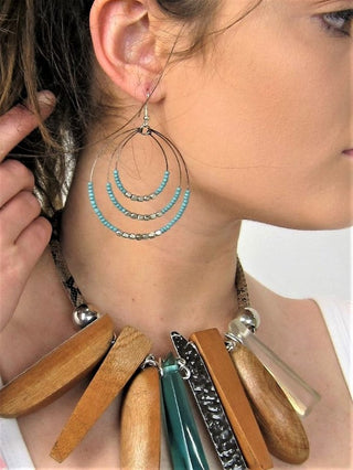 Buy turquoise Multi Loop Hoop Earrings